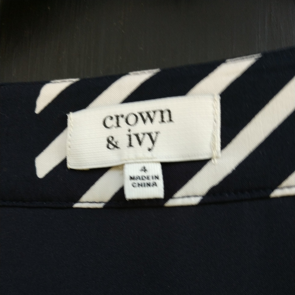 Crown & Ivy Women's Dress Navy/White Geometric Pattern New With Tags Small - Picture 13 of 16